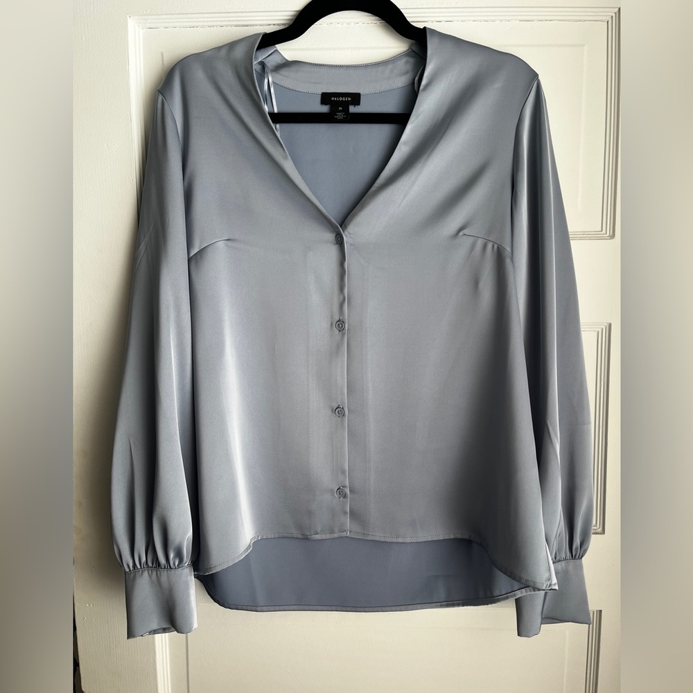 Halogen Light Blue Satin Blouse